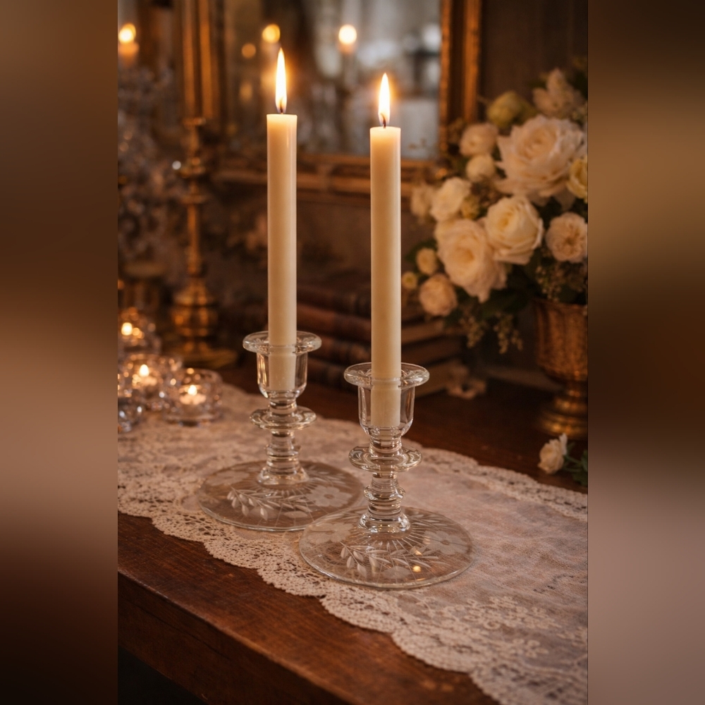 Vintage Fostoria Etched Candlesticks